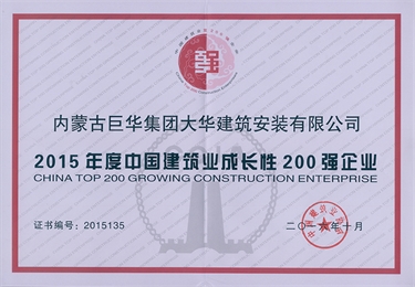 大華公司被評為2015年度成長性200強(qiáng)企業(yè)