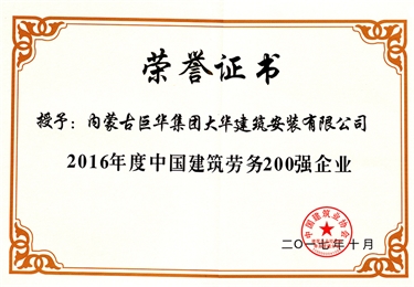 2016年度中國勞務(wù)200強企業(yè)